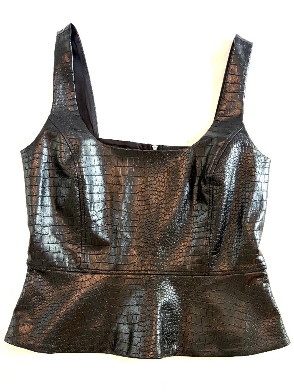 Loft faux leather peplum top 4 black